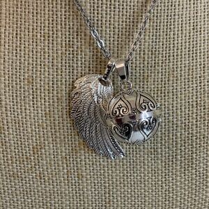 Harmonic Ball Necklace,Sphere and Wing of Archangel Gabriel, Stainlee Steel